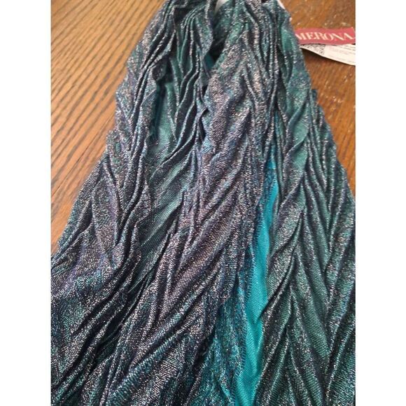 New Merona 2014 Infinity Scarf Jam Loop Scarf Turquoise Black Silver Wrap NWT - Picture 4 of 6